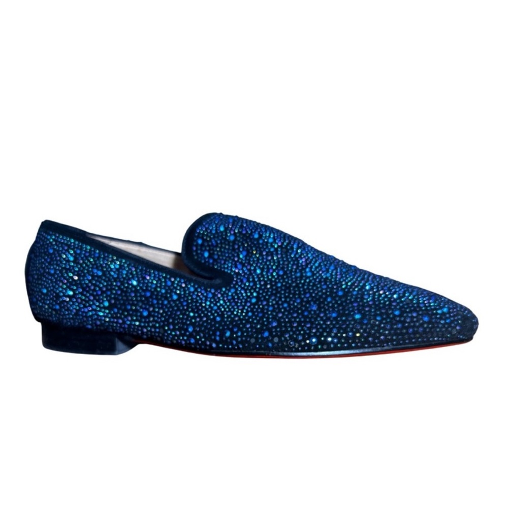 Ferucci Men’s Formal Footwear Blue Crystal Encrusted Hard Bottom Dress Shoes
